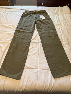 stradivarius Olive Green Straight Leg Cargo Pants